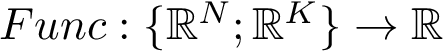 $ Func:\{\mathbb{R}^N;\mathbb{R}^K\}\to \mathbb{R} $