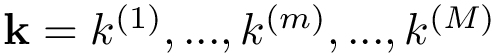 $\mathbf{k}=k^{(1)}, ...,k^{(m)},..., k^{(M)}$