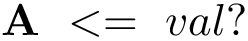 \[
\mathbf{A}~<=~val?
   \]